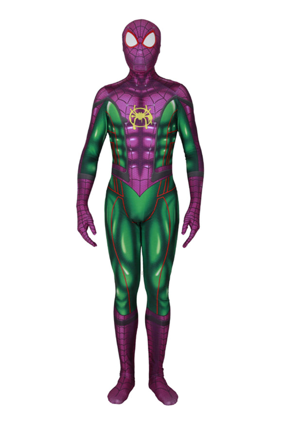 Green Spiderman Jumpsuit Miles Morales Cosplay Costume