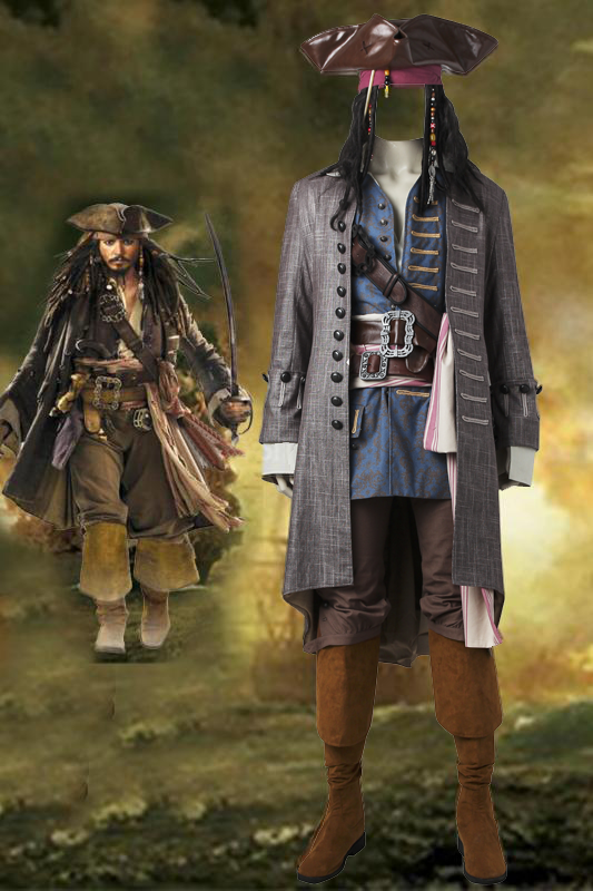 Pirates Of The Caribbean: Dead Men Tell No Tales Captain Jack Sparrow Cosplay Costume (Including Wig And Not Boot)