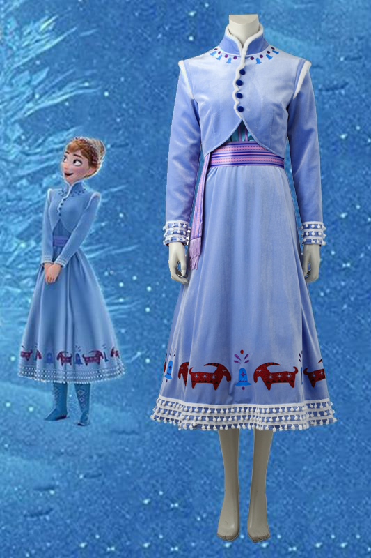 Olaf's Frozen Adventure Anime Anna Cosplay Costume