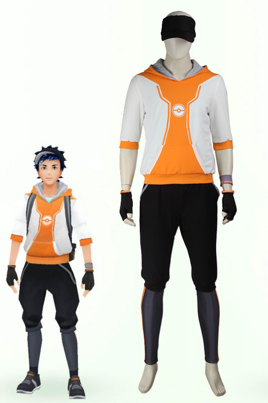 Pokemon Go Orange Team Valor Mystic Instinct Trainer Cosplay Costume For Men With Hat