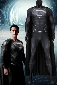 Justice League Clark Kent Superman Black Jumpsuit With Cape