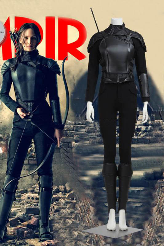 The Hunger Games Mocking Jay Part 1 Katniss Everdeen Cosplay Costume Black